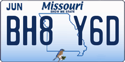 MO license plate BH8Y6D