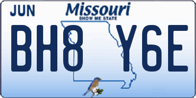 MO license plate BH8Y6E