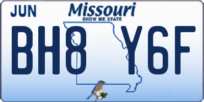 MO license plate BH8Y6F