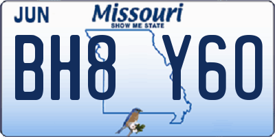 MO license plate BH8Y6O
