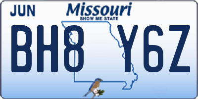 MO license plate BH8Y6Z