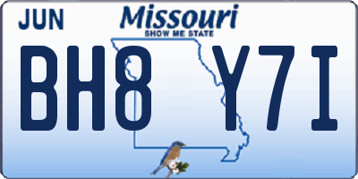 MO license plate BH8Y7I