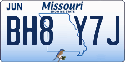 MO license plate BH8Y7J