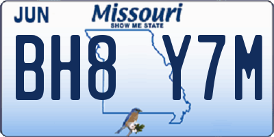 MO license plate BH8Y7M