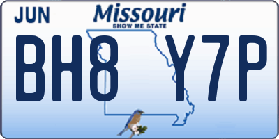 MO license plate BH8Y7P