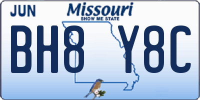 MO license plate BH8Y8C