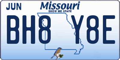 MO license plate BH8Y8E
