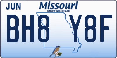 MO license plate BH8Y8F