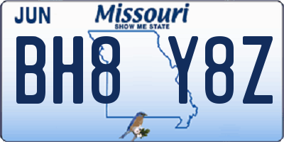 MO license plate BH8Y8Z