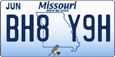 MO license plate BH8Y9H