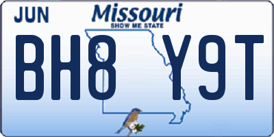 MO license plate BH8Y9T
