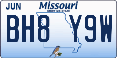 MO license plate BH8Y9W