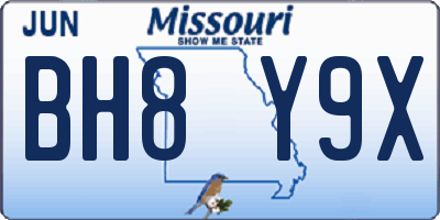 MO license plate BH8Y9X