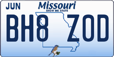 MO license plate BH8Z0D