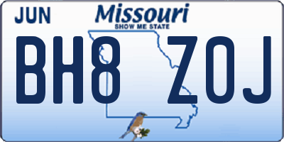 MO license plate BH8Z0J