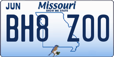 MO license plate BH8Z0O