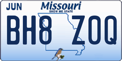 MO license plate BH8Z0Q
