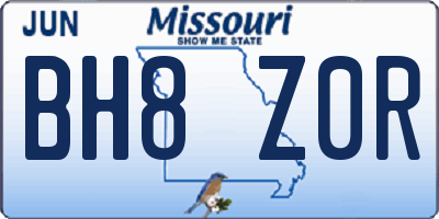 MO license plate BH8Z0R