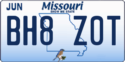 MO license plate BH8Z0T