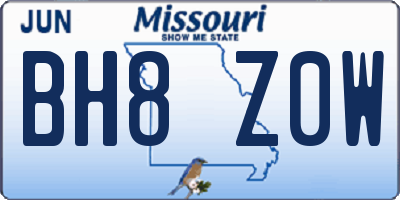 MO license plate BH8Z0W