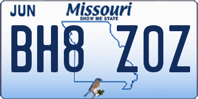MO license plate BH8Z0Z