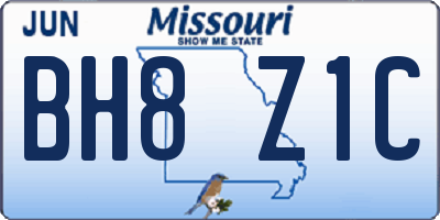 MO license plate BH8Z1C