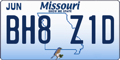 MO license plate BH8Z1D