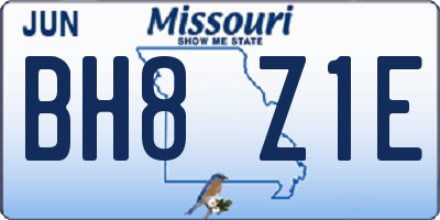 MO license plate BH8Z1E