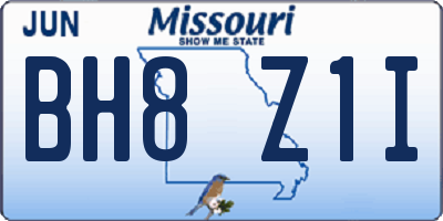 MO license plate BH8Z1I