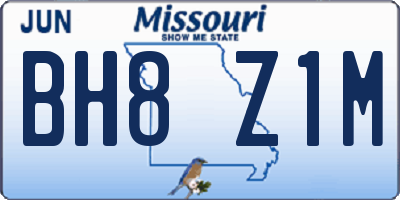 MO license plate BH8Z1M