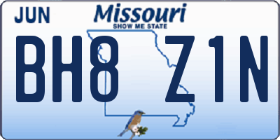 MO license plate BH8Z1N