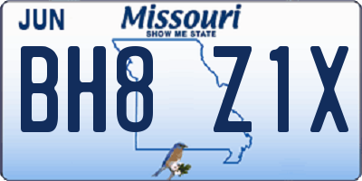 MO license plate BH8Z1X