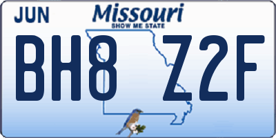 MO license plate BH8Z2F