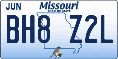 MO license plate BH8Z2L