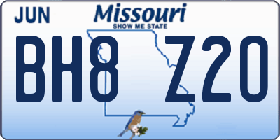 MO license plate BH8Z2O