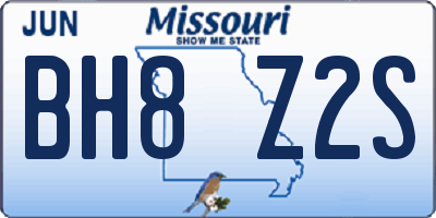 MO license plate BH8Z2S