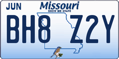 MO license plate BH8Z2Y