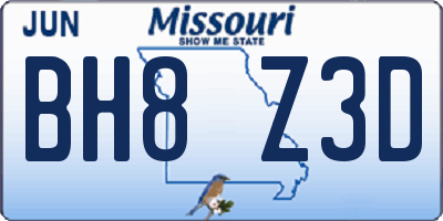 MO license plate BH8Z3D