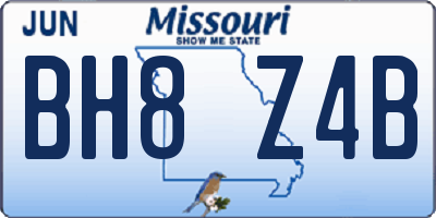 MO license plate BH8Z4B