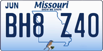 MO license plate BH8Z4O