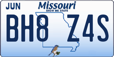 MO license plate BH8Z4S