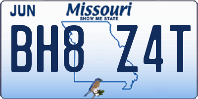 MO license plate BH8Z4T
