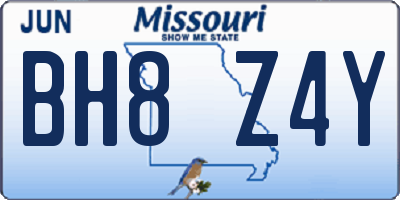 MO license plate BH8Z4Y