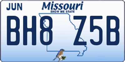 MO license plate BH8Z5B