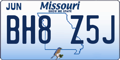 MO license plate BH8Z5J