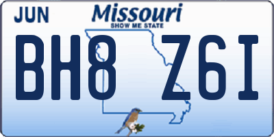 MO license plate BH8Z6I