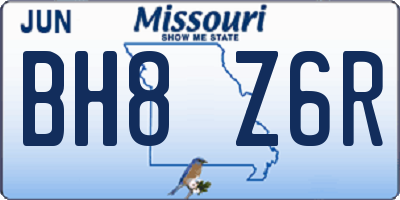 MO license plate BH8Z6R