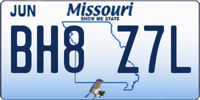 MO license plate BH8Z7L