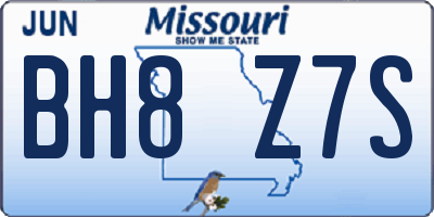 MO license plate BH8Z7S