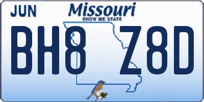 MO license plate BH8Z8D